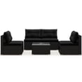 thumbnail image 4 of Costway 5 Piece Outdoor Furniture Set with Seat & Back Cushions Tempered Glass Tabletop Black, 4 of 10