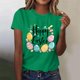 thumbnail image 2 of Mujeres de Manga Corta Tops Casual Nuevo Cuello Redondo Pascua, Ligera Camiseta de Poliéster Spandex, 2 of 4
