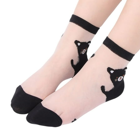 

Sebtyili 1 Pairs Women s Ballerina Socks Solid Cute Embroidery Socks Lace Splice Silk Stockings Boat Socks