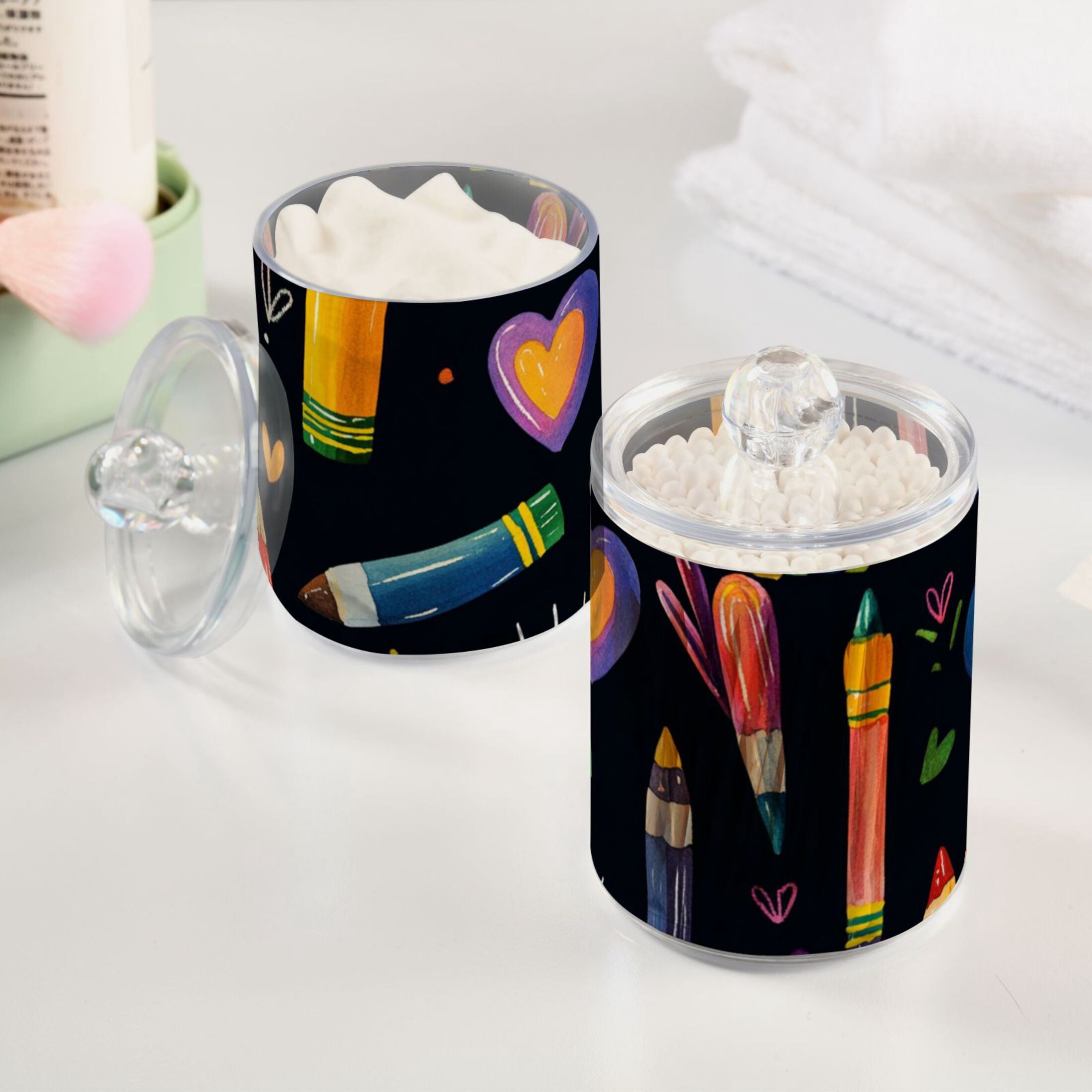 Ckdifva Crayons Rainbows Storage Jar with Lid Acrylic Organization Storage Containers Set of 4