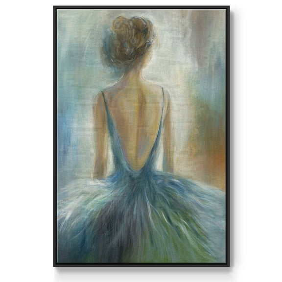 Lady in Blue Framed Premium Gallery Wrapped Canvas - Ready to Hang - 17 x 25 - Black Floating Frame