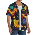 thumbnail image 4 of Wukai Dinosaurs in Space Men's Casual Short-Sleeve Button Down Shirt - Lightweight Summer Dress Shirt for Daily Wear-3X-Large, 4 of 7