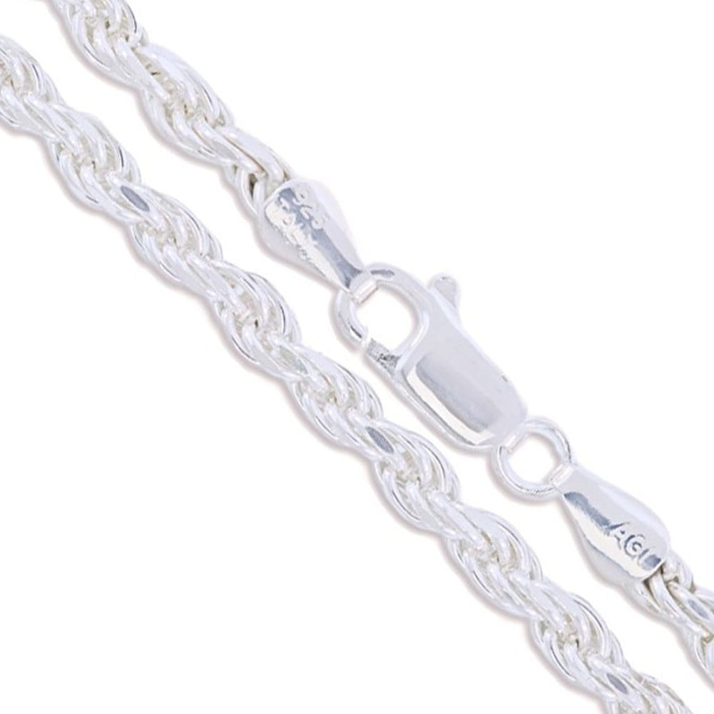 1.7mm Solid .925 Sterling Silver Diamond Cut Rope Chain Necklace Made in Italy 