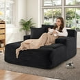 thumbnail image 2 of Muumblus Oversized Chaise Lounge Chair Indoor Furniture, No Assembly Required, Plush Corduroy Cloud Floor Sofa Bed for Living Room, Black, 2 of 11