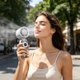 thumbnail image 4 of Leeye Handheld Turbo Fan with Ice Cooling Plate LED Display Rechargeable 100 Speeds Portable Personal Cooler with Flashlight for Travel Camping, White, One Size, 4 of 8