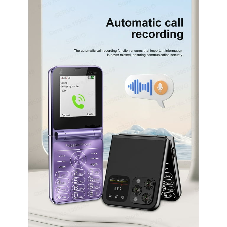 SERVO A70 Pro 2 SIM Card Flip Phone 3G WCDMA New Push Button
