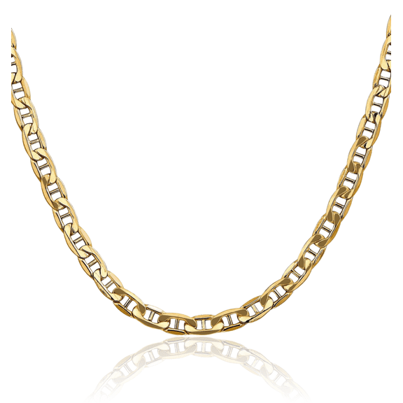 10K Solid Yellow Gold 5.5mm Anchor Mariner Link Chain Necklace