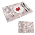 thumbnail image 1 of DouZhe Ensemble de 4 Sets de Table en Polyester, Motif Pied-de-Poule Abstrait Vintage, Résistants à la Chaleur pour Table à Manger, 12 Pouces x 18 Pouces, 1 of 6