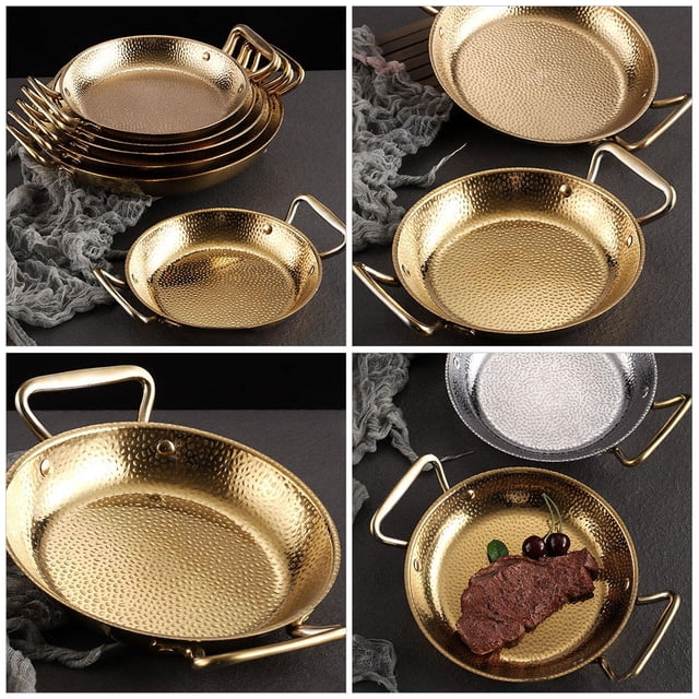 WRITWAA Poêle à Paella en Acier Inoxydable Doré de 20 Po pour Cuisine Multifonction Antiadhésive Lot de 1