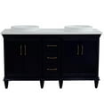 thumbnail image 4 of 61 in. Double Wooden Vanity Blue White Quartz Round Sink, 4 of 14