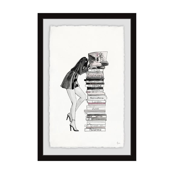 MARMONT HILL 'Stack of Books' Framed Painting Print - Multi-color 24 x 36