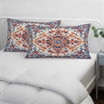 thumbnail image 4 of Orange Blue Ethnic King Pillow Covers, Boho Geometric Art Vintage Soft Breathable Throw Pillow Cases with Invisible Zipper, Decorative Pillowcase Pillows Protectors for Sofa Bed Couch 20"x36", 4 of 9