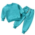 thumbnail image 1 of Little Girls Sweatsuit Track Suit 2 Piece Sets Size 7-8 Knit Crew Neck Sweatshirt Pants Fall Cotton Going Out Jogger Set 3-4 Years, Mint Green, 1 of 7