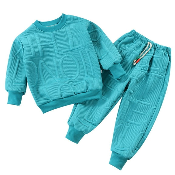 Little Girls Sweatsuit Track Suit 2 Piece Sets Size 7-8 Knit Crew Neck Sweatshirt Pants Fall Cotton Going Out Jogger Set 4-5 Years, Mint Green