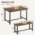 thumbnail image 5 of Eastvita 3-Piece Farmhouse Dining Table Set for 4-Upholstered Benches/Space-Saving Rectangular Kitchen Table Set, 5 of 5