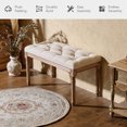 thumbnail image 1 of Vanity Bench 80cm French Style Piano Bench Bedroom Foyer Entryway Ottoman Beige, 1 of 12