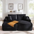 thumbnail image 2 of FFH 69"W Oversized Double Chaise Lounge Chair Indoor, Plush Corduroy Boneless Sleeper Sofa Deep Seat Cloud Sectional Couch for Living Room, Black, 2 of 8