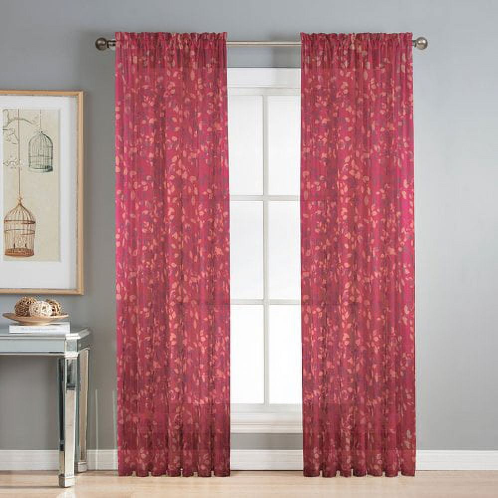Pinehurst Printed Sheer Extra Wide 54 x 84 in. Rod Pocket Curtain Panel