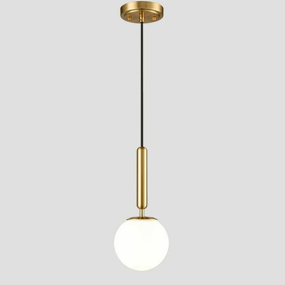 Claxy 6" Gold Pendant Light with Globe Milk Glass Shade