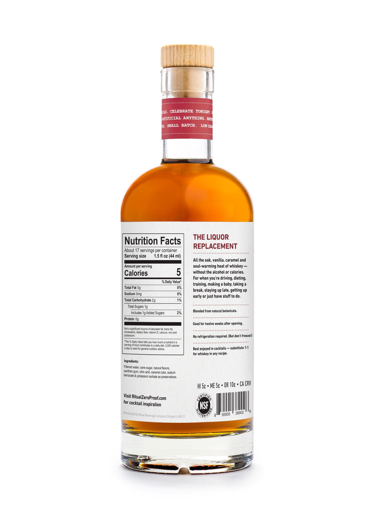 Ritual Zero Proof Whiskey Alternative | Award-Winning Non-Alcoholic Spirit 750ml
