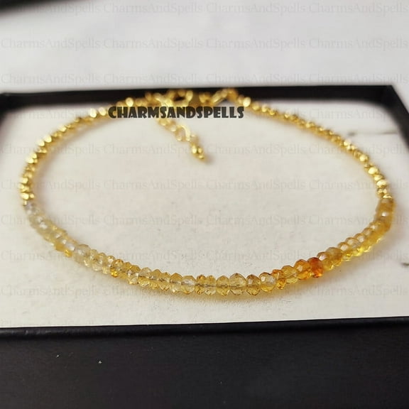 Dainty Citrine Gemstone Bracelet, Minimalist Citrine Bracelet, Natural Stone November Birthstone Patience, Perspective, Delicate Gifts