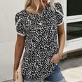 thumbnail image 4 of Pntutb moda mujer Casual impresión cuello redondo jerseys manga corta blusa camiseta tops Pntutb Pntutb-2281, 4 of 9