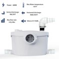 thumbnail image 6 of 600watt Macerating Toilet with Pump, Upflush Toilet for Basement with 4water Inlets Connect Kitchen Sink Bathroom Included Macerator Pump, Water Tank, Toilet Bowl, Toilet Seat, Extension Pipe, 6 of 8
