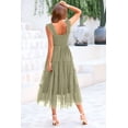 thumbnail image 2 of Vestido PRETTYGARDEN sin mangas con fruncido y volantes midi verde claro XXL, 2 of 7