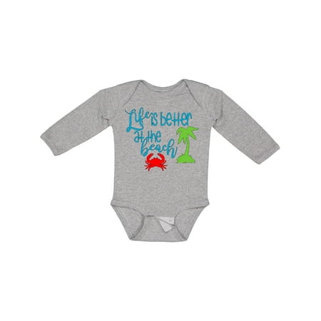 

Inktastic Life is Better at the Beach Crab and Palm Tree Gift Baby Boy or Baby Girl Long Sleeve Bodysuit
