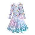 thumbnail image 4 of Girls' Scale Print Dress Long Sleeve Sparky Sequin Slim Fit Dress Shiny Party Princess Dress for Kid Fantasy Theme Birthday Outfit,Sky Blue,S, 4 of 4