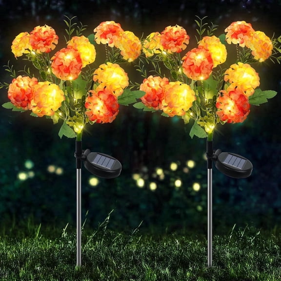 Ninonly 2 Pack Solar Garden Lights with 20 Hydrangea Flowers, Waterproof LED Solar Flower Lights