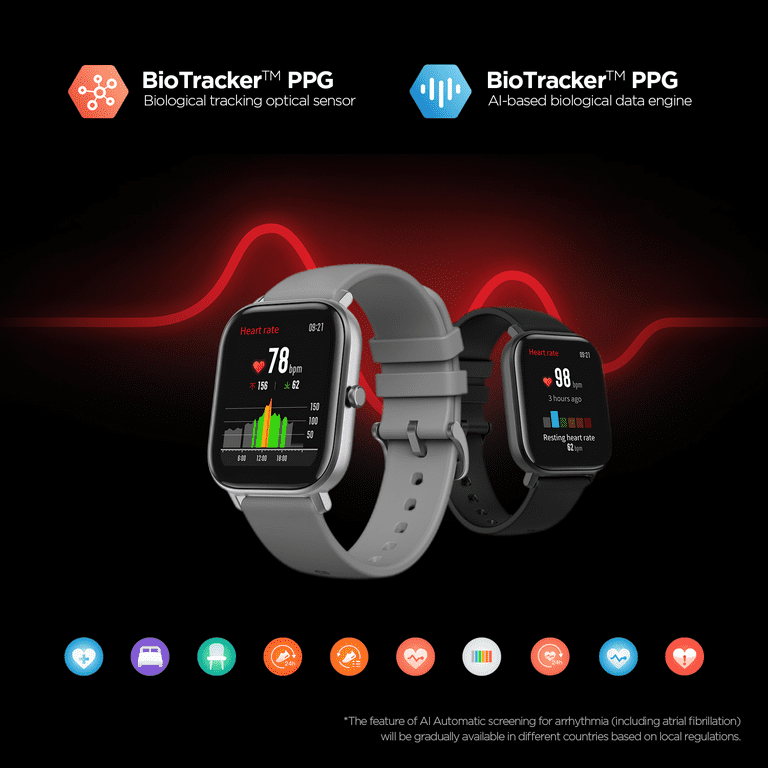  Amazfit GTS Fitness - Reloj inteligente con monitor de  frecuencia cardíaca, batería duración de 14 días, control de música,  pantalla de 1.65”, monitor de sueño y natación, GPS, resistente al agua