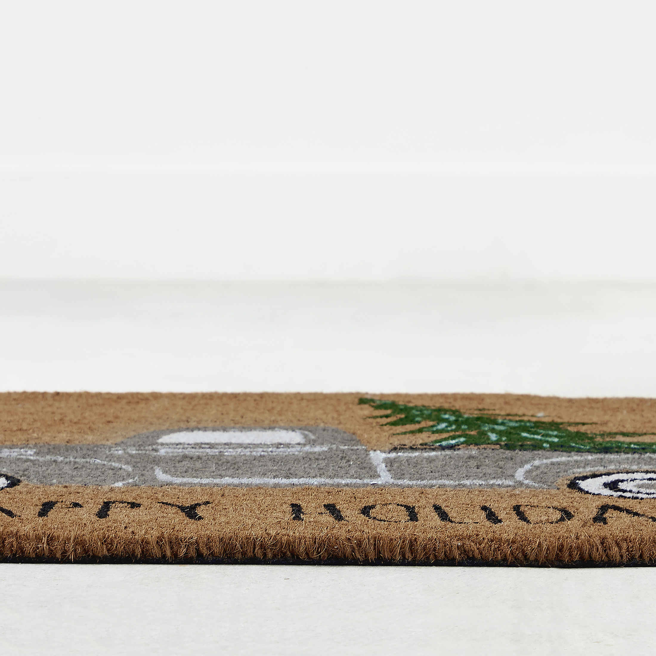My Texas House Grey Holiday Truck Coir Doormat, 24" x 36"