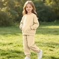 thumbnail image 6 of Gamivast 2 Piece Sweatsuit Outfit for Girl Long Sleeve Pullover Hoodie Sweatpants Tracksuit Set Casual Activewear Jogger Set Beige 6 Years, 6 of 6