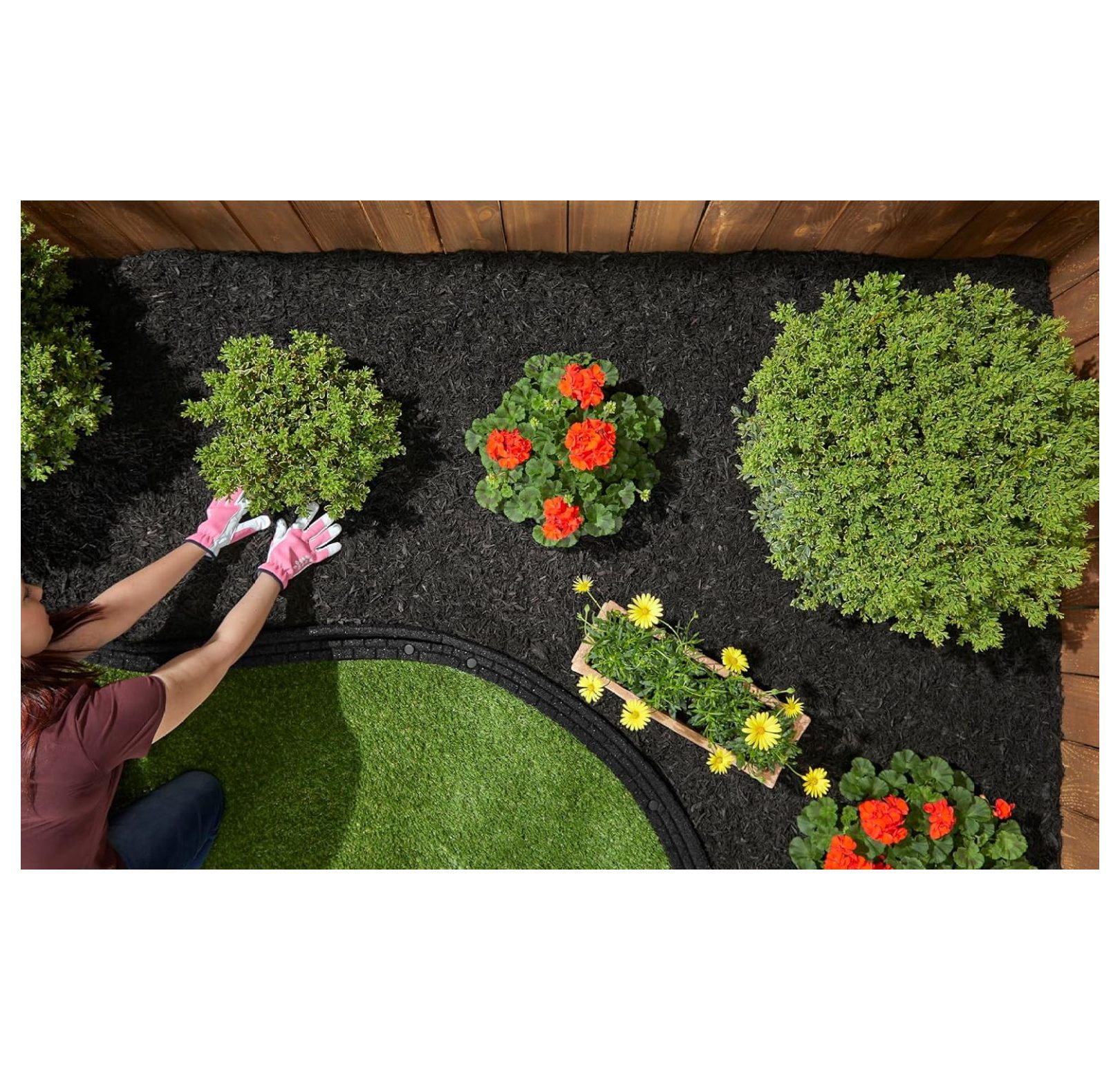 Premium Shredded Rubber Mulch for Gardens, Lawns, and Landscaping | Long Lasting Color | Looks Like Natural Wood Mulch (0.8 Cu. Ft. - 16 LBS, Black)