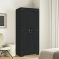 thumbnail image 3 of 70.8" Armoire Wardrobe Closet with 2 Doors and Shelves, Modern Bedroom Freestanding Wooden Wardrobe Combination with Hanging Rail,for Bedroom, Cloak Room, 3 of 6