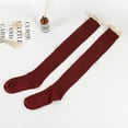 thumbnail image 4 of WTXUE Thigh High Stockings, Knit Solid High Women's Splice Lace Socks Stocking Stocks Long Socks, 4# Red, 4 of 7
