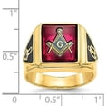 thumbnail image 5 of Solid 14k Yellow Gold Men's Polished and Textured Masonic Ring Mounting - Ring Size 10.0 no stones included, 5 of 7