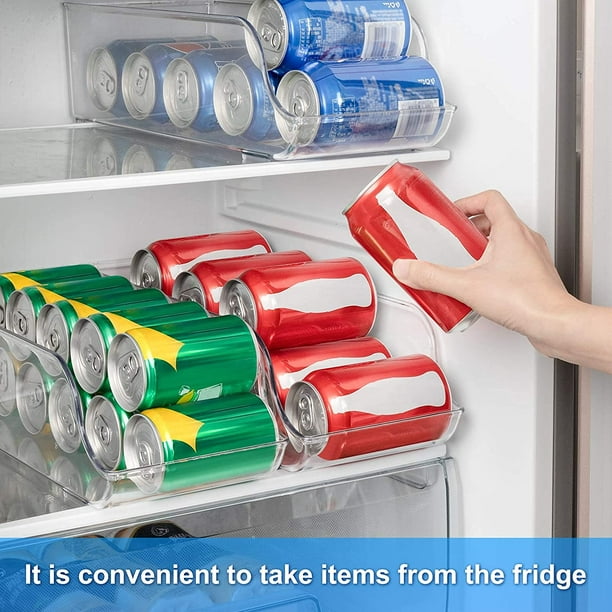 Organisateurs de canettes de soda 2 pièces bacs de rangement pour  réfrigérateur bacs alimentaires en plastique transparent 