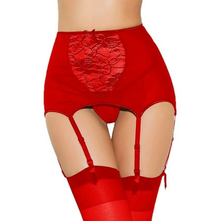 

Women Stitching Garter + Bottom Pants Hollow High Waist Silk Yarn