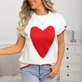 thumbnail image 6 of Qetyuw Fall Knit Sweater for Women Heart Print Short Sleeve Crew Neck Pullover Jumper Chunky Casual Loose Fit Sweaters, 6 of 7