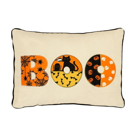 Boo Embroidred Halloween Pillow