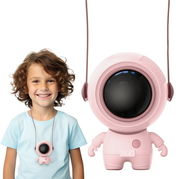 SUSHANG Cute Astronaut Shaped Bladeless Fan, Portable Handheld & Neck Fans with Adjustable 3 Speed, Rechargeable Mini Cooling Personal Fan for Kids Adults Home Office Indoor Outdoor