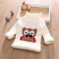 thumbnail image 3 of Odeerbi Toddler Boys Girls Fleece Lined Turtleneck Sweater Winter Thermal Cable Knit Sweater 1-12 Years Kids Owl Print Loose Velvet Sweater Long Sleeve Sweater Toddler Clothes White, 3 of 4