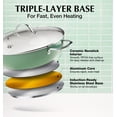 thumbnail image 3 of Koch Systeme CS 12 inch Stainless Steel Deep Frying Pan with Lid, 6-Quart Deep Saute Pan with Nonstick Caremic Coating, Induction Compatible, Green, 3 of 10