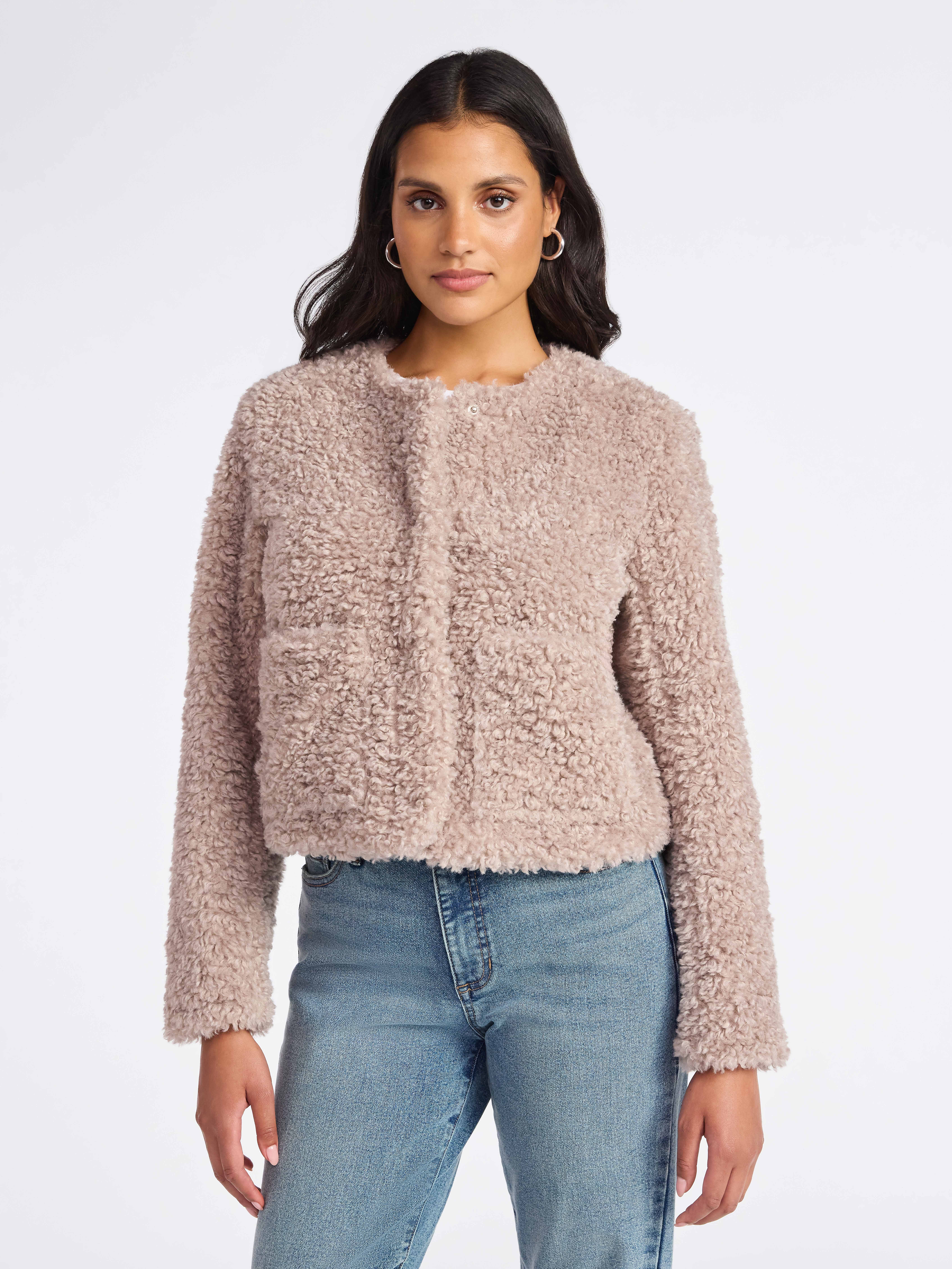 Sofia by Sofia Vergara Women's Faux Fur Cropped Jacket, Sizes XS-XXXL