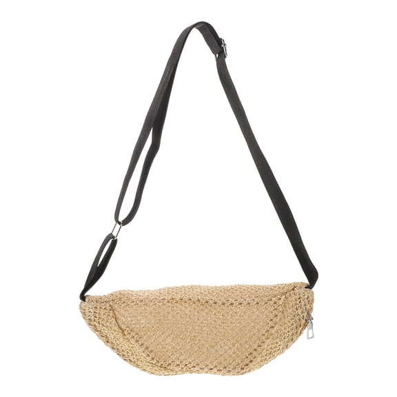 FOMIYES Fashionable Khaki Waist Bag Woven Summer Sling Purse for Easy Hands Free Use