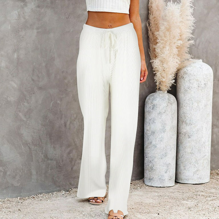 Wide Leg Pants for Women High Waisted Business Casual Pants Work Pants  Drawstring Summer Beach Pants Hippie Palazzo Pants Boho Joggers Yoga  Clothes with Pockets Tummy Control Flare Sweatpants 