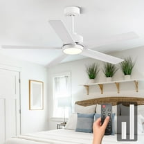 Conciseer Morden Ceiling Fans with Lights,52 Inch Ceiling Fans with Remote for Bedroom Living Room Kitchen, 5 Blades 6 Speed Reversible Quiet DC Motor White