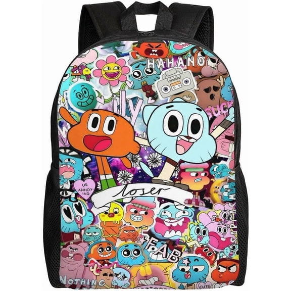 Amazing World of Gumball Backpack Cute Anime Large Capacity Multifunction Backpacks Lightweight Sports